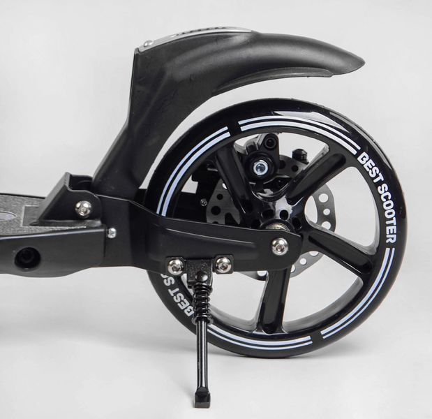 Самокат двоколісний "Best Scooter" 24215-B (2) ФАРА, переднє колесо PU 230 мм, заднє колесо 200мм, 2 амортизатори, дискове гальмо, затискач керма 24215-B фото