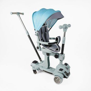 Самокат 5в1 "Skyper" BL-61020 (4) колеса PU125х40мм зі світлом, з капюшоном, поворотне сидіння, з ДОП. КОЛЕСАМИ, захисний бампер, в коробці BL-61020 фото