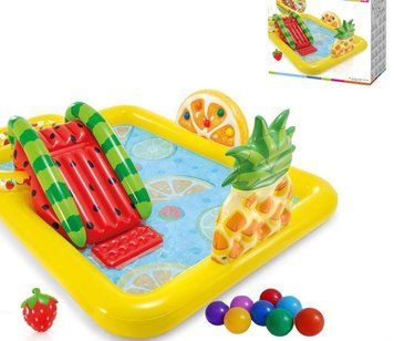 Intex Ігровий центр 57158 NP (2) "Веселий фрукт", 244 x 191 x 91 см, з гіркою, від 2-х років, 493л, в коробці [Коробка] 57158 фото