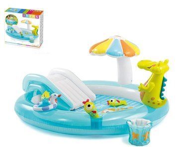 Intex Ігровий центр 57165 NP "Алігатор" (3) від 2 років, 160л, розпилювач, гірка, 201х170х84см, в коробці [Коробка] 57165 фото